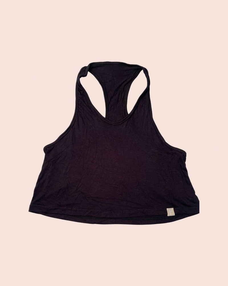 Cropped Muscle Tank Top Black