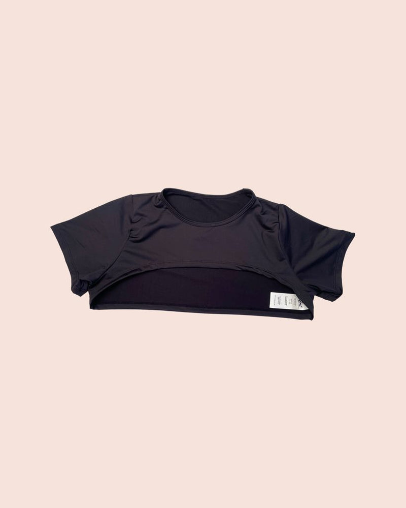 Open Front Cropped Cover Tee