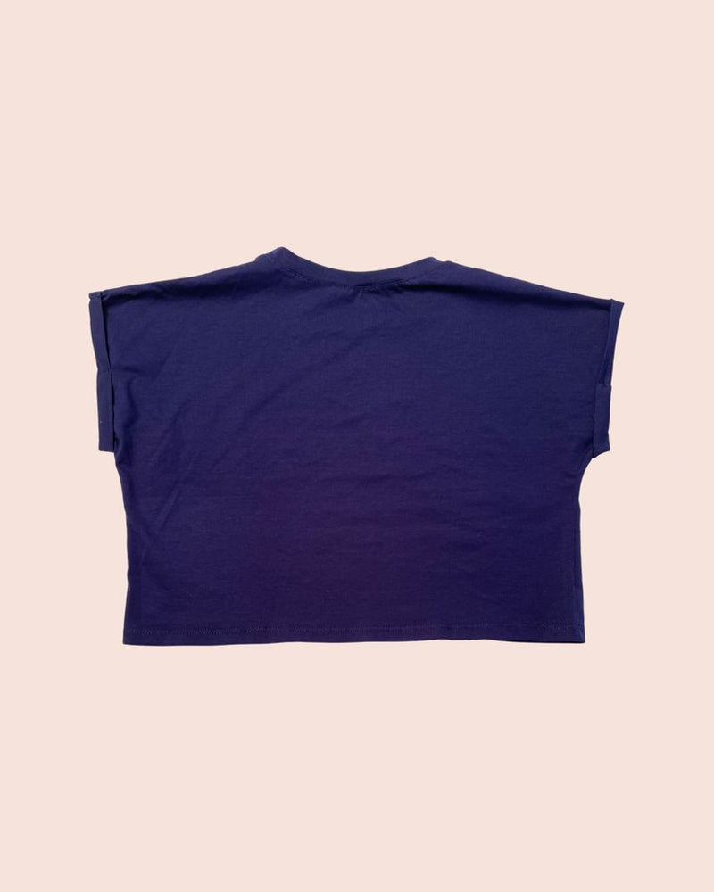 Fitted Cropped Tee Navy Blue