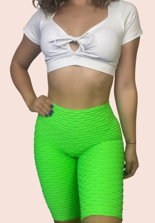 Neon Green Brazilian Anti-Cellulite Biker Shorts (Scrunchy)