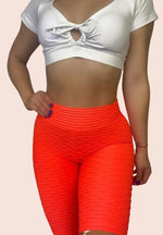 Neon Orange Brazilian Anti-Cellulite Biker Shorts (Scrunchy)
