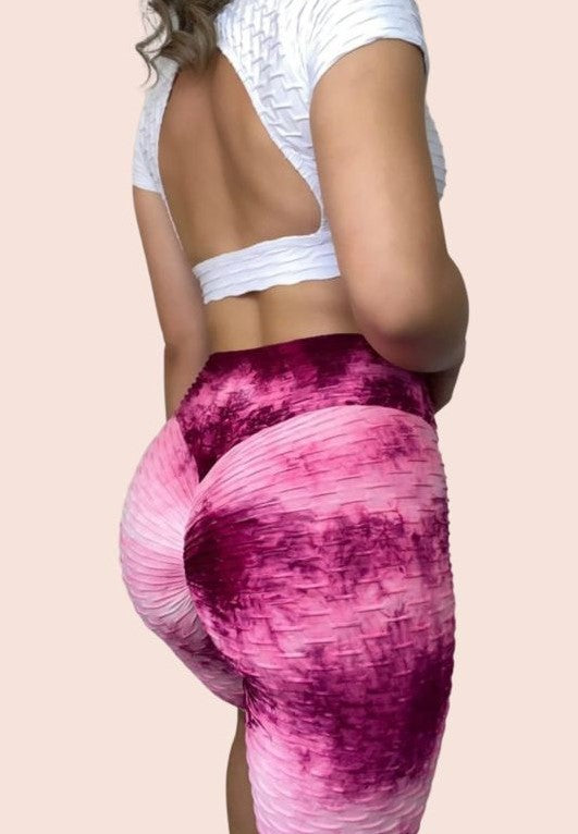 Pink Tie Dye Brazilian Anti-Cellulite Biker Shorts