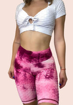 Pink Tie Dye Brazilian Anti-Cellulite Biker Shorts